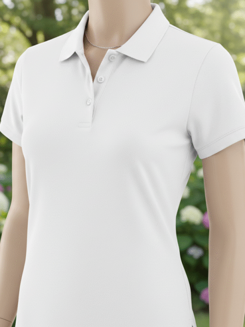 Womens Polo Collar Neck T-Shirt Top solid white