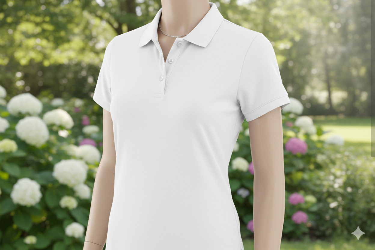 Womens Polo Collar Neck T-Shirt Top solid white