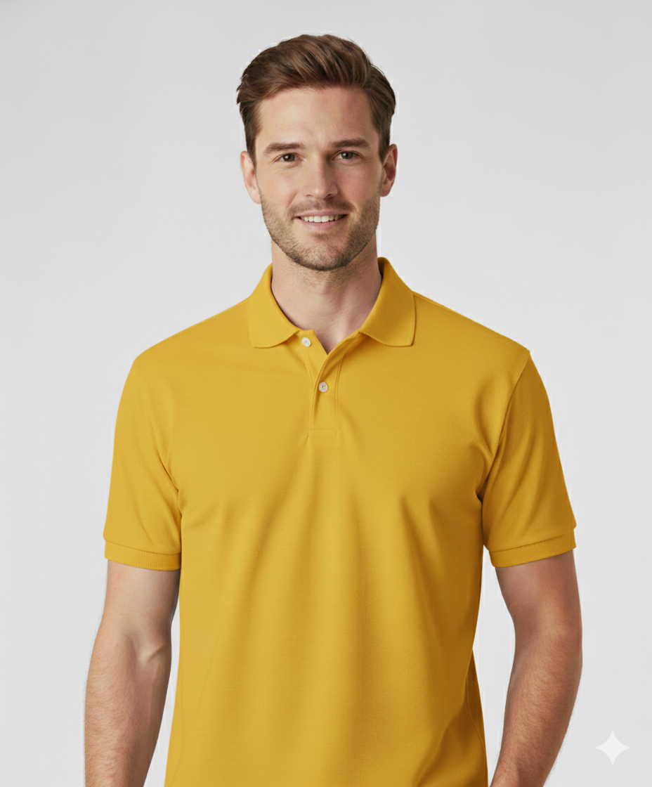 Polo Collar Neck Cotton Regular Fit Polo Lemon Yellow Polo T-Shirt