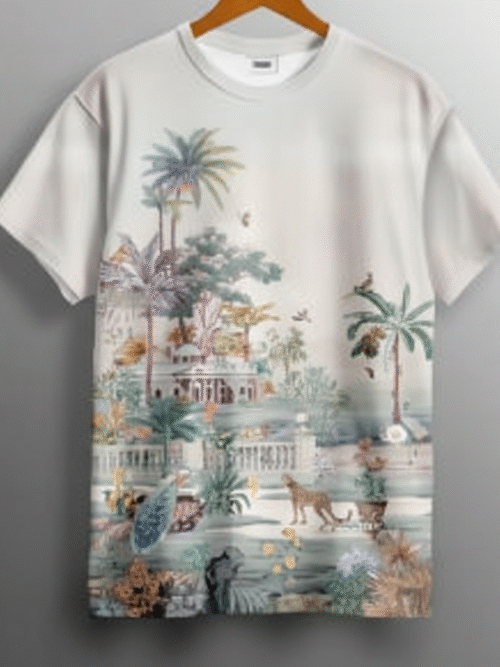 'Serenity Garden' Vintage Print Cotton T-Shirt