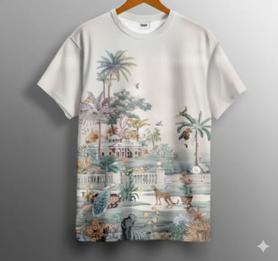 'Serenity Garden' Vintage Print Cotton T-Shirt