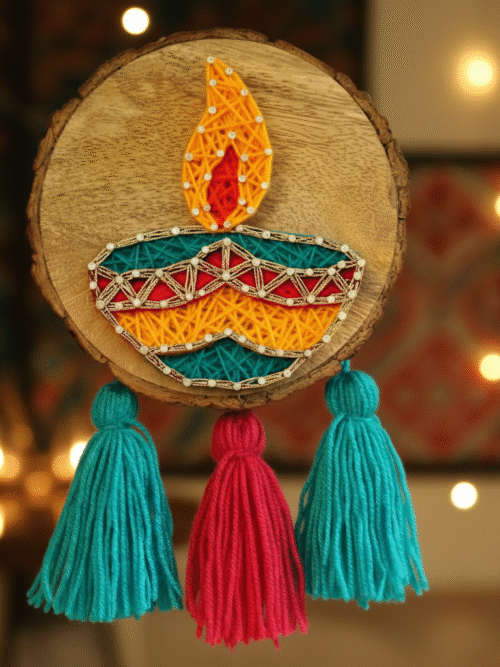Handcrafted 'Bright Blessings' String Art Diya Wall Hanging