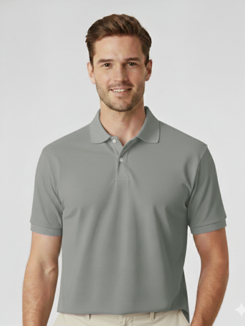 Polo Collar Neck Cotton Regular Fit Grey Polo T-Shirt