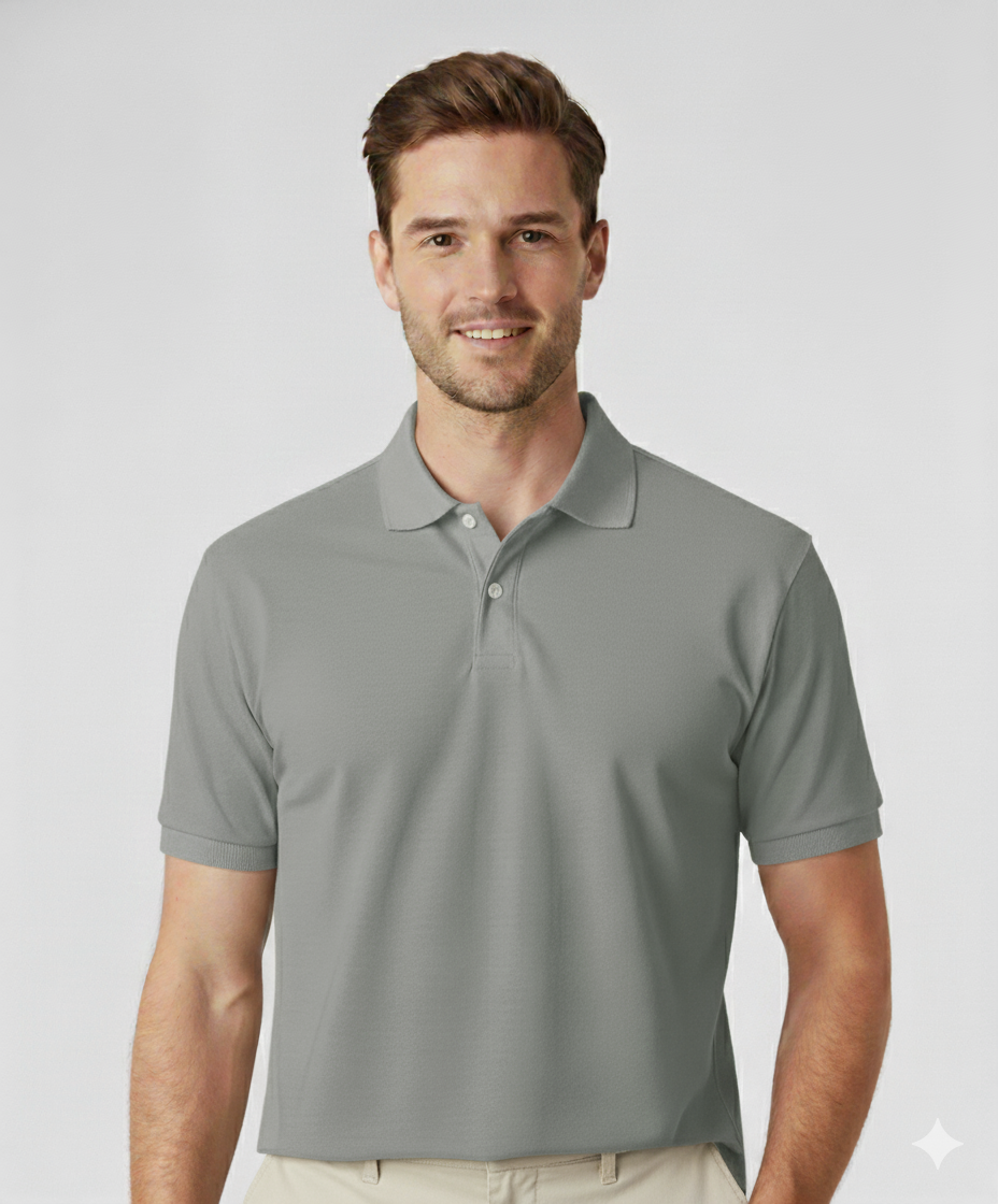 Polo Collar Neck Cotton Regular Fit Grey Polo T-Shirt