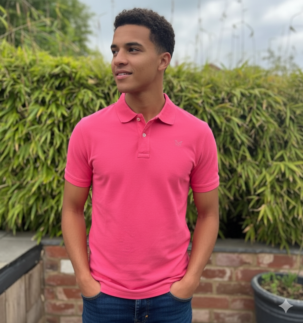 Polo Collar Neck Cotton Regular Fit Dark Pink T-Shirt