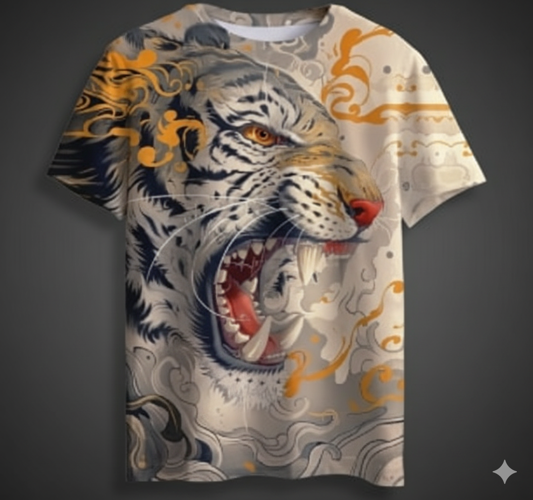 Fierce Roar Digital Printed Cotton Blend Tshirt