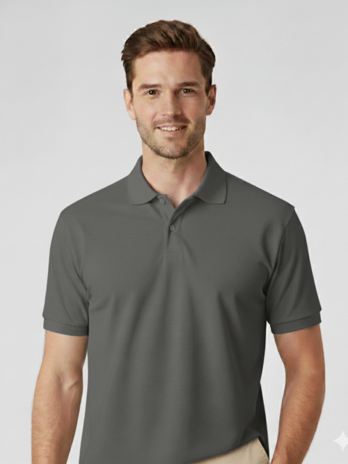 Polo Collar Neck Cotton Regular Fit Dark Grey Polo T-Shirt