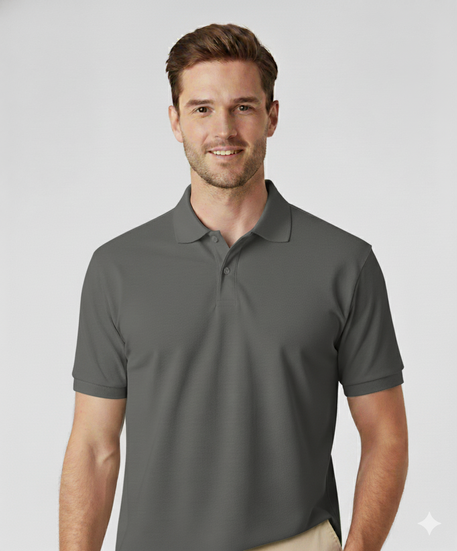 Polo Collar Neck Cotton Regular Fit Dark Grey Polo T-Shirt
