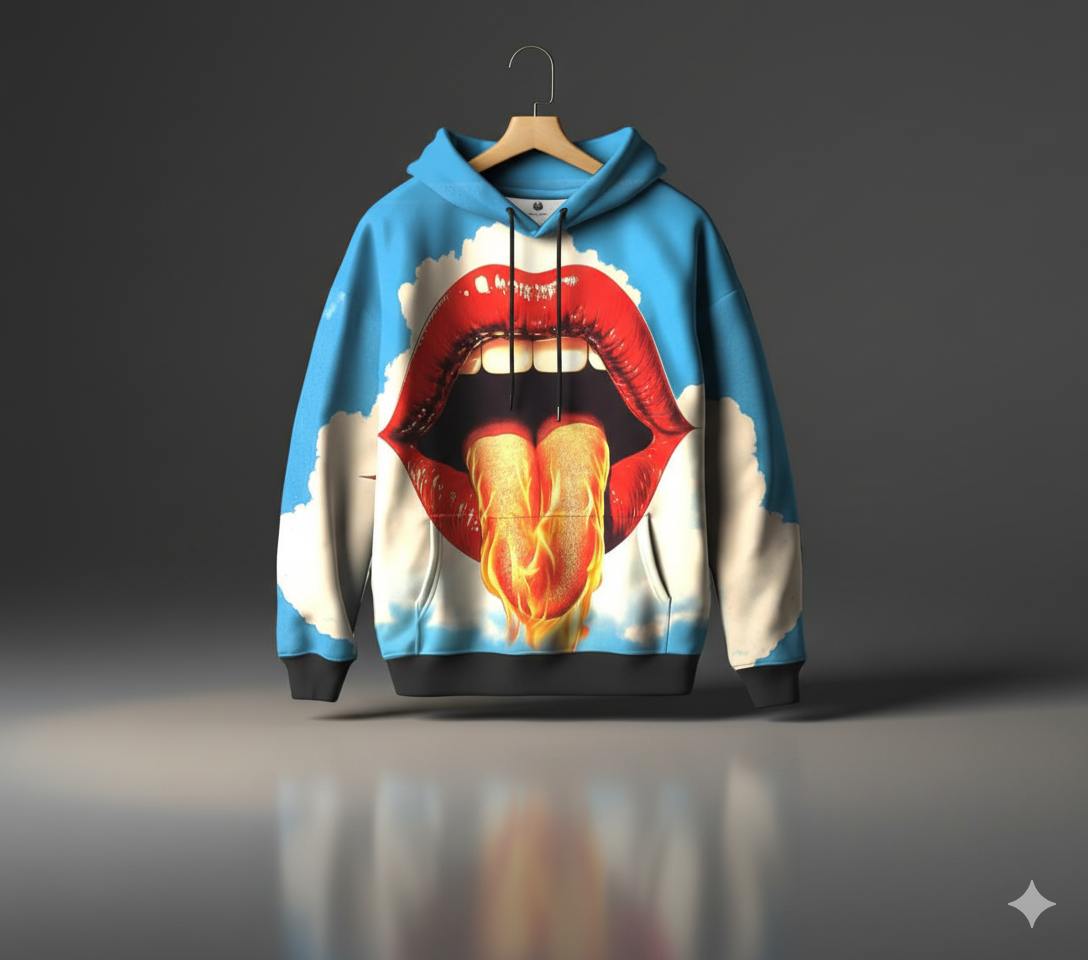 The Flaming Kiss All-Over Print Hoodie
