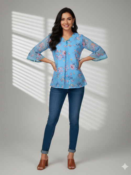 'Boho Garden' Ruffled Yoke Top