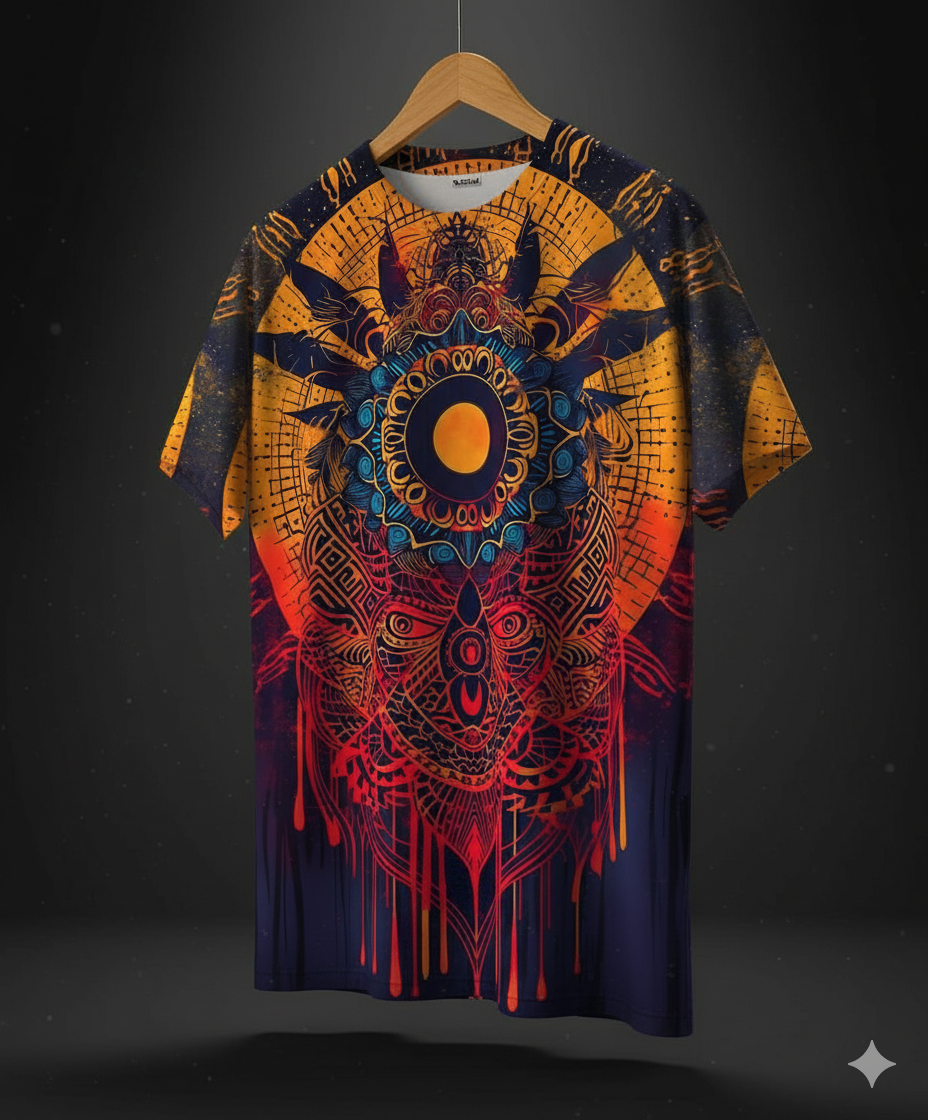 Spirit Weaver All-Over Print Round Neck Cotton T-Shirt