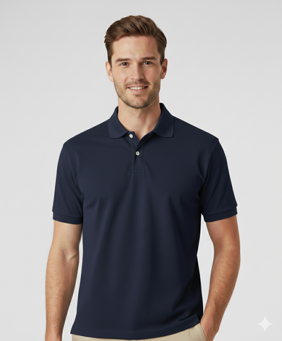 Polo Collar Neck Cotton Regular Fit Polo Navy Polo T-Shirt