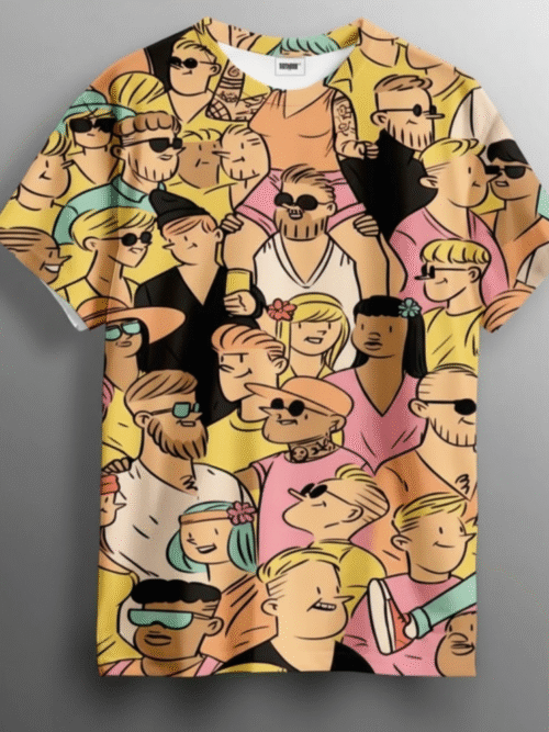 Urban Crowd Digital Printed cotton blend Tshirt