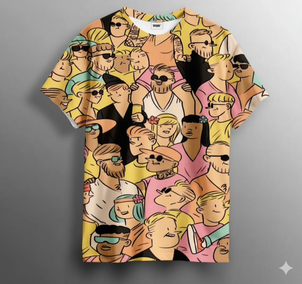 Urban Crowd Digital Printed cotton blend Tshirt