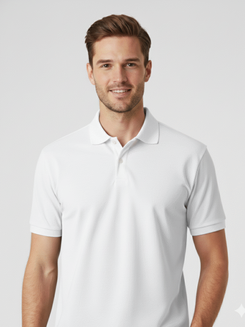Polo Collar Neck Cotton Regular Fit Polo White T-Shirt