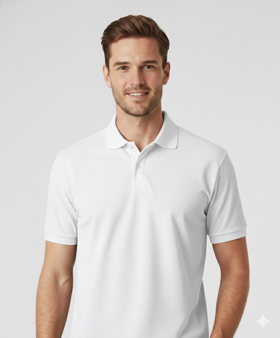 Polo Collar Neck Cotton Regular Fit Polo White T-Shirt