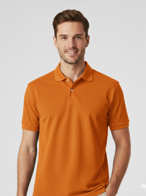 Polo Collar Neck Cotton Regular Fit Polo Orange/ Yellow/ Gold T-Shirt