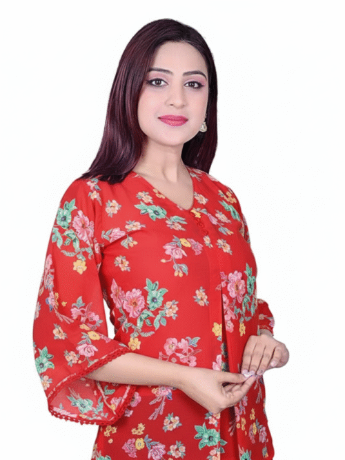 Regular Fit Top 'Poppy Field' Floral Rayon for girls