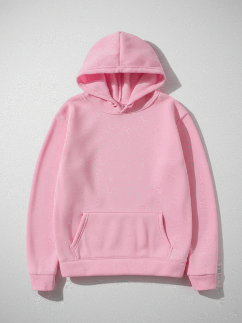 Unisex men/women solid light pink cotton hoodie