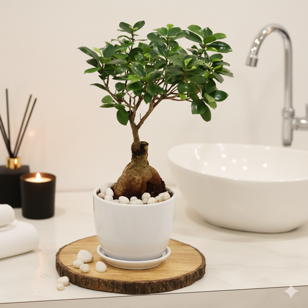Zen Serenity Ficus Bonsai with Modern Planter