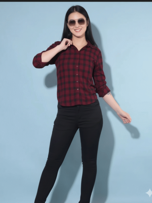 The Crimson Check Comfort Shirt top for girls and women