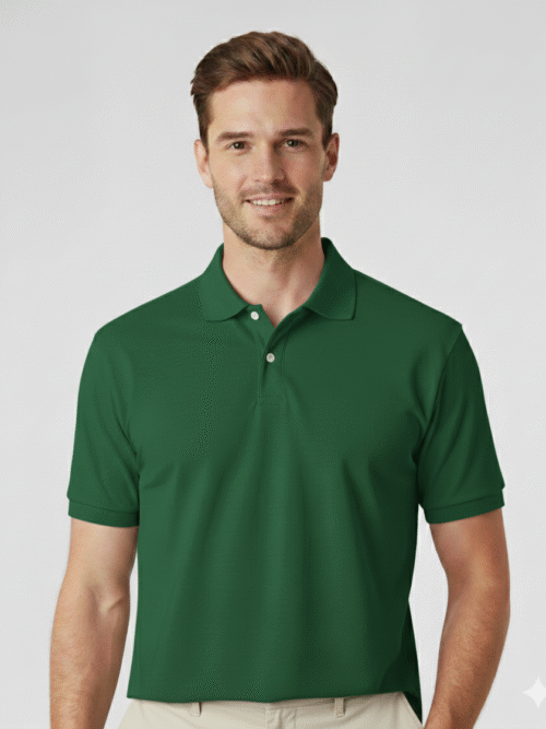 Polo Collar Neck Cotton Regular Fit Polo Bottle Green Polo T-Shirt