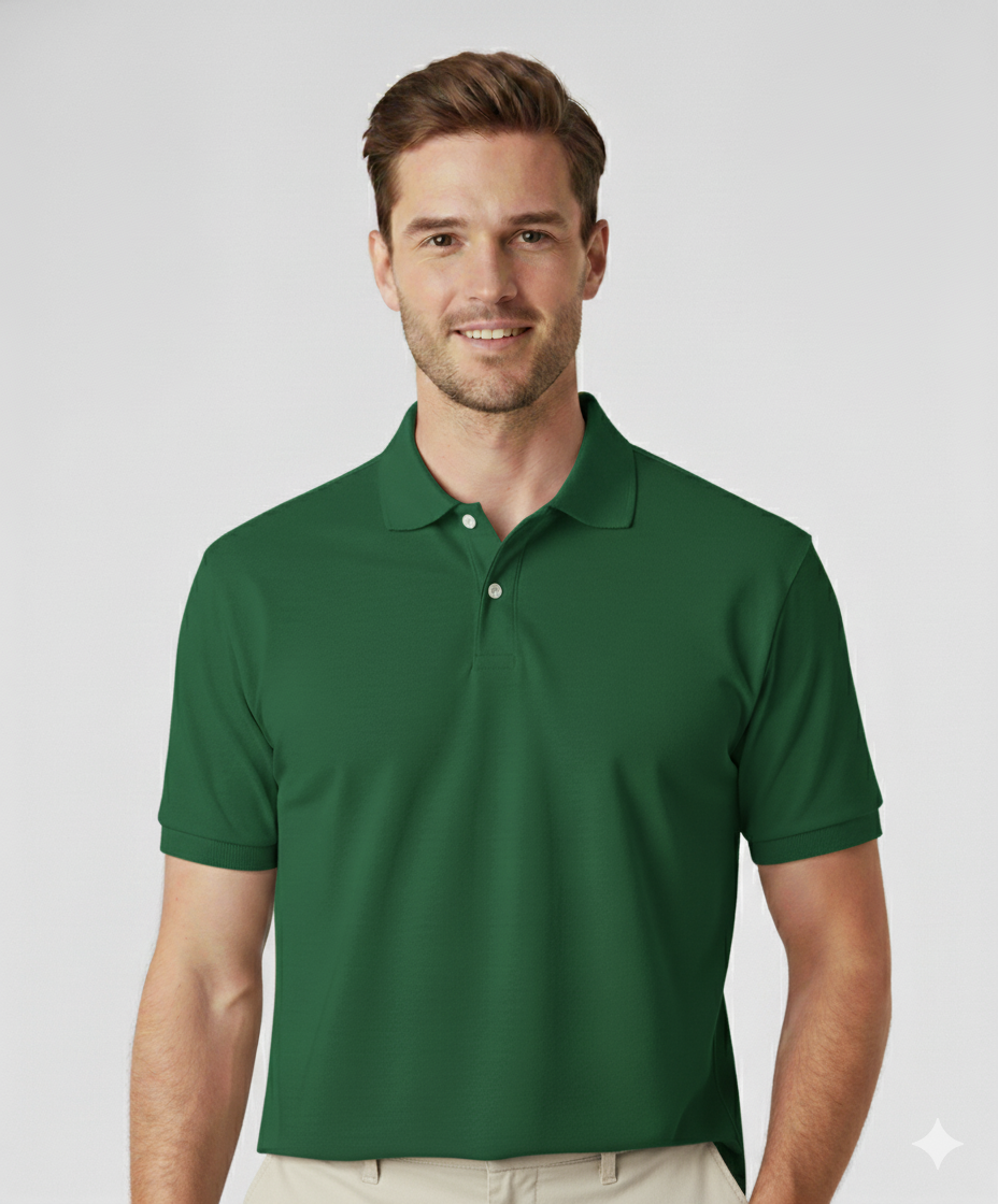 Polo Collar Neck Cotton Regular Fit Polo Bottle Green Polo T-Shirt
