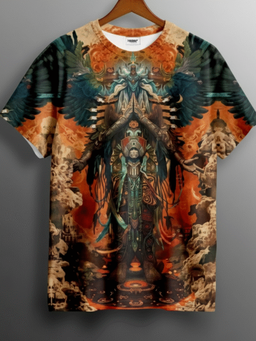 'Mystic Guardian' All-Over Print Cotton Blend Tee