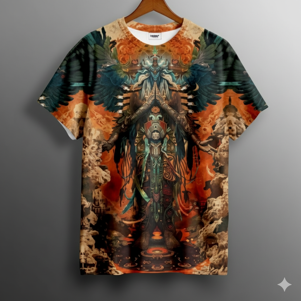 'Mystic Guardian' All-Over Print Cotton Blend Tee