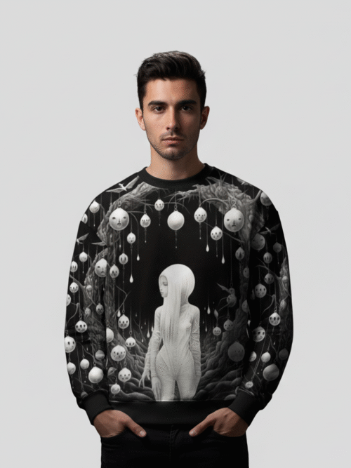 'Geometric Abstract' Crewneck Cotton Blend Sweatshirt