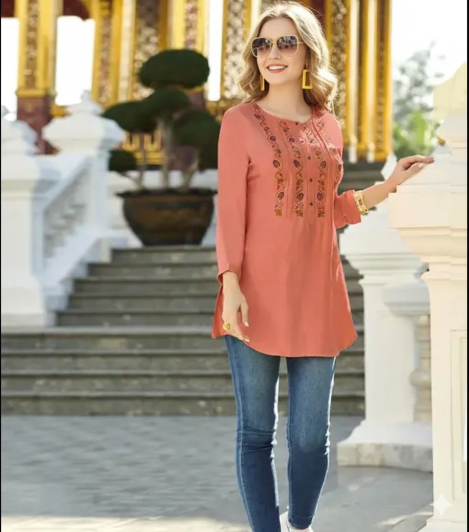 'Sweet Peony' Ruffled Rayon Top for Girl/ Women