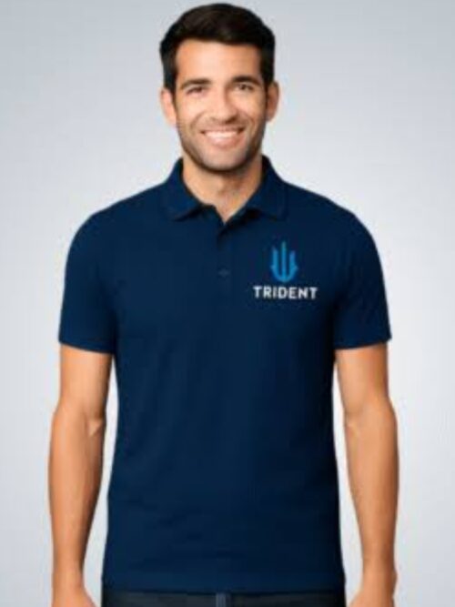 Polo Collar Neck Cotton Regular Fit Tridend Navy Colored T-Shirt