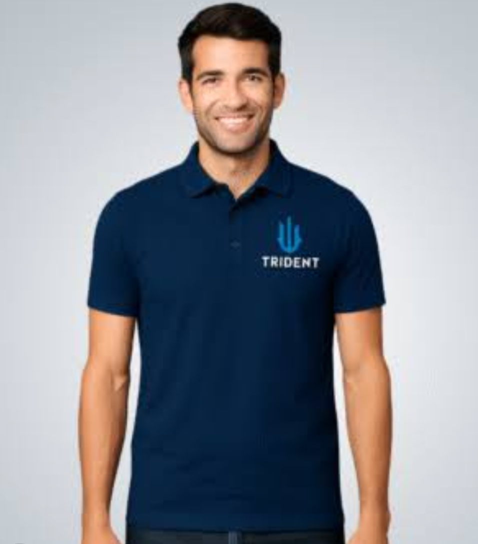 Polo Collar Neck Cotton Regular Fit Tridend Navy Colored T-Shirt