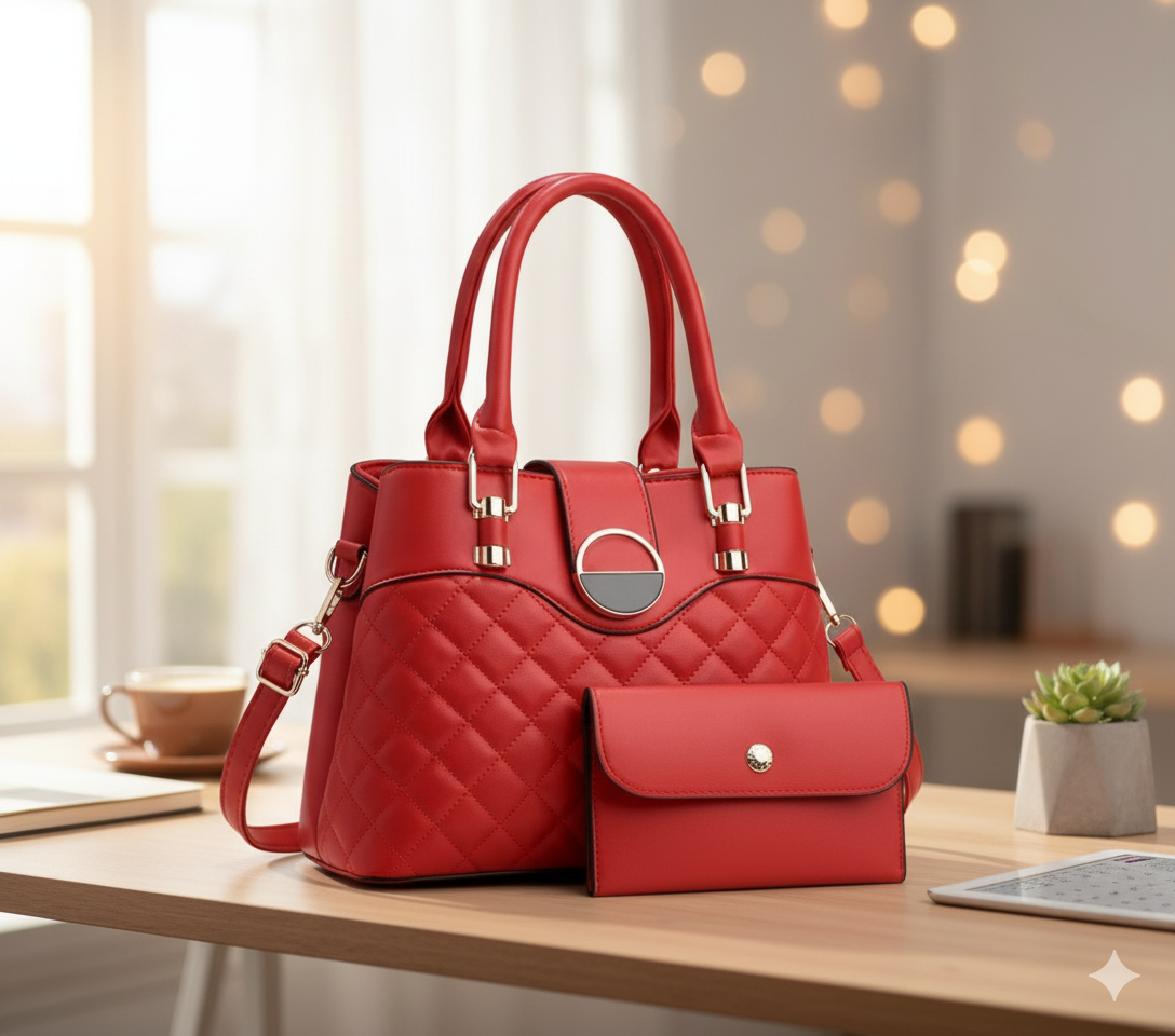 The "Scarlet Quilt" Luxe Set (Handbag & Wallet)