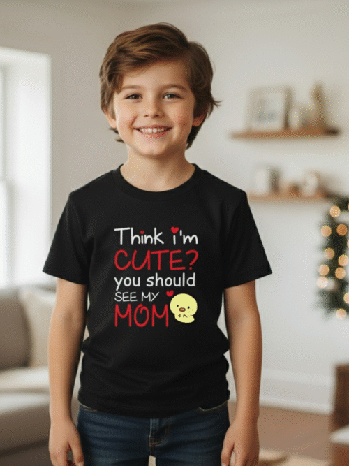 "Think I'm CUTE? You Should See My Mom" Cotton T-Shirt