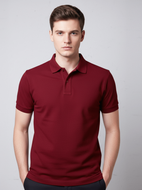 Polo Collar Neck Cotton Regular Fit Mehroon T-Shirt