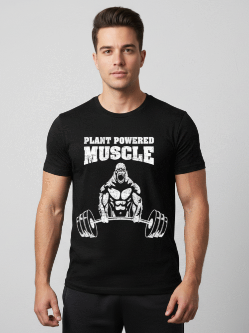 Round Neck Cotton Regular Fit/ Gym Wear Black Colored T-Shirt