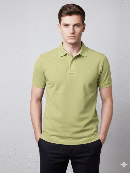Polo Collar Neck Cotton Regular Fit Pista Colored T-Shirt