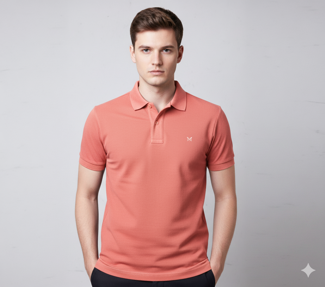 Polo Collar Neck Cotton Regular Fit Solid Pink T-Shirt