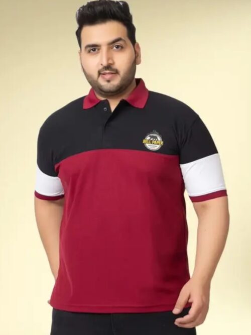 Polo Collar Neck Cotton Regular Fit Magenta Colored T-Shirt