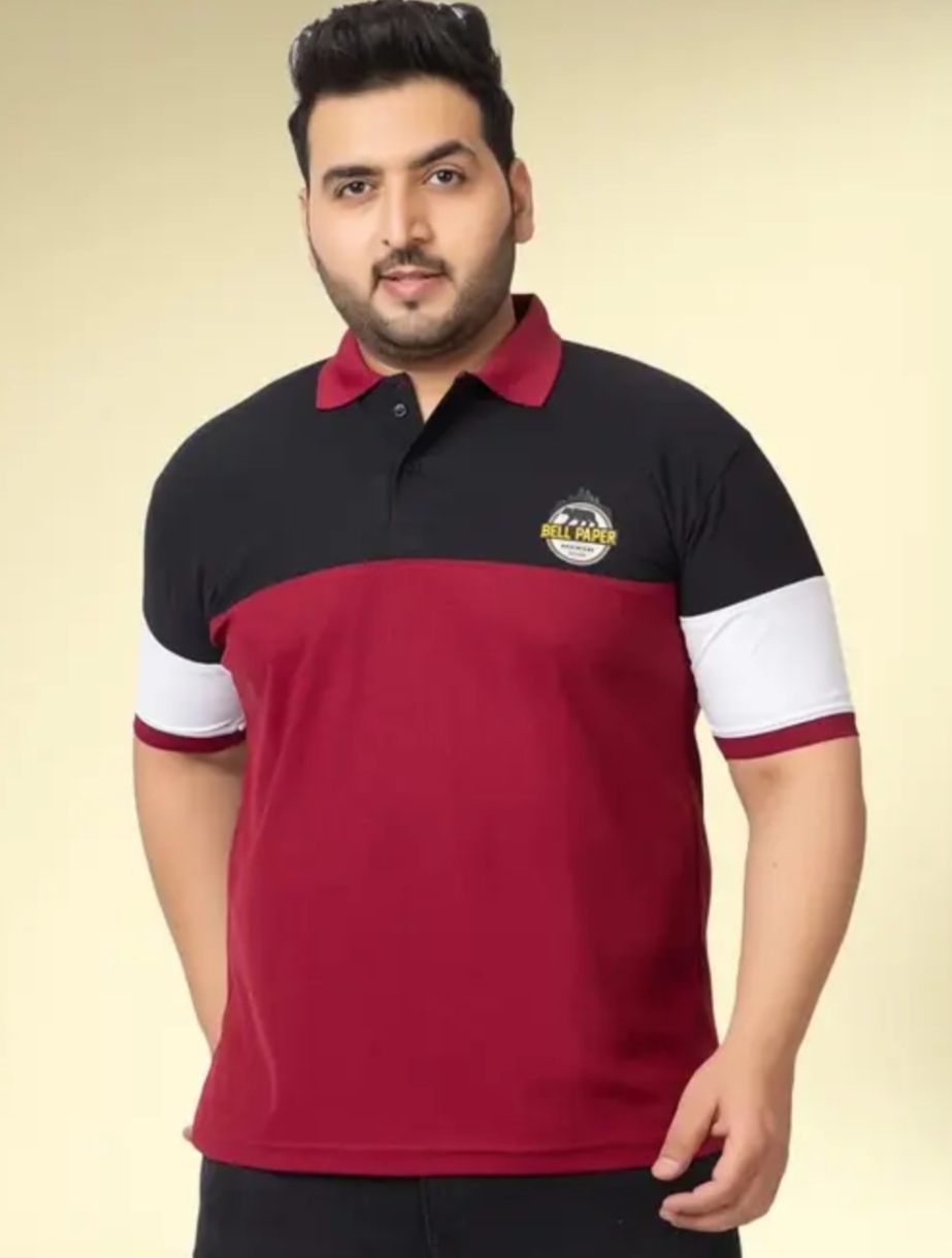 Polo Collar Neck Cotton Regular Fit Magenta Colored T-Shirt