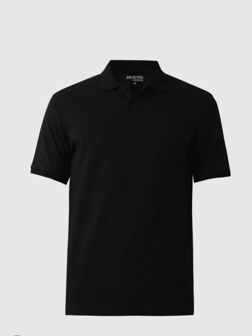 Polo Collar Neck Cotton Regular Fit Black/ Zett Black Polo T-Shirt