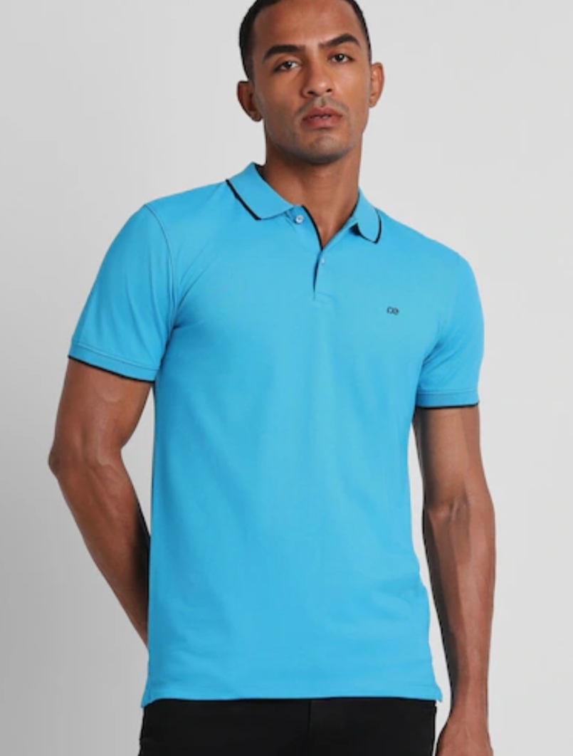 Polo Collar Neck Cotton Regular Fit Teel Blue Polo T-Shirt