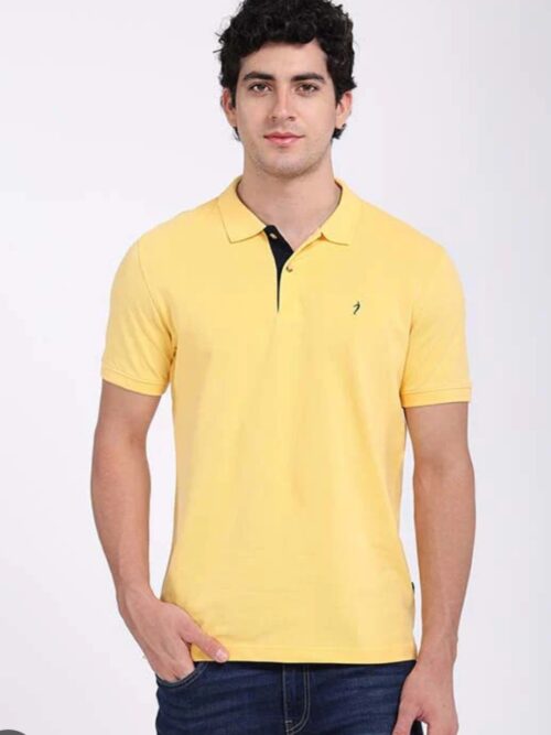 Polo Collar Neck Cotton Regular Fit Yellow/ Gold Colored T-Shirt