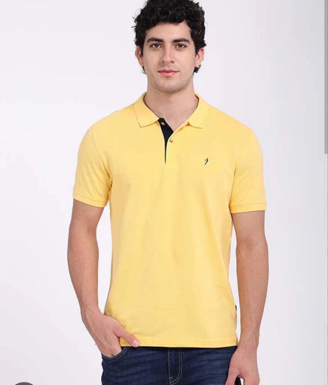 Polo Collar Neck Cotton Regular Fit Yellow/ Gold Colored T-Shirt